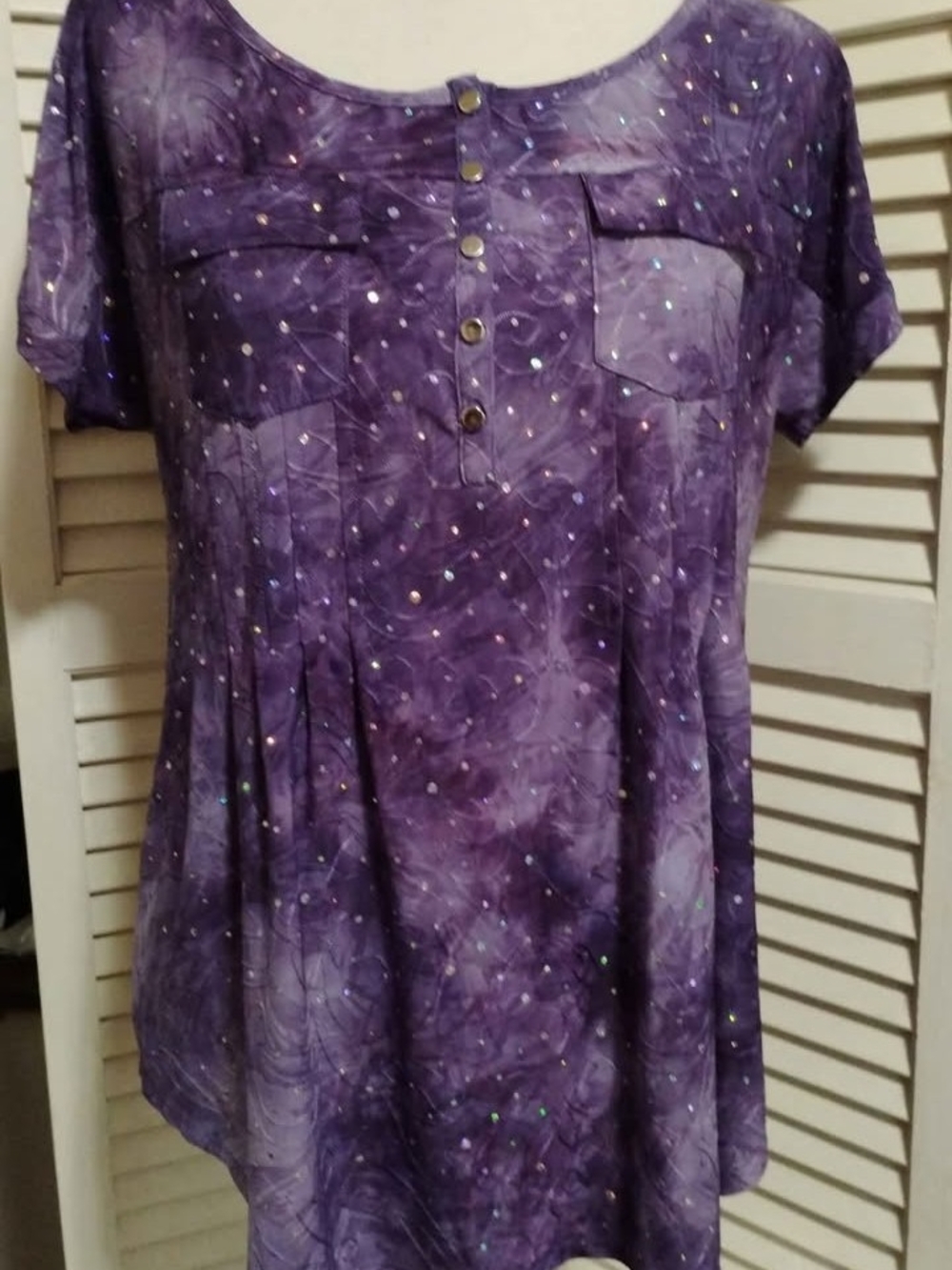 Purple Short-Sleeve Vera Rose Tunic Top